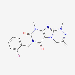 molecular formula C17H17FN6O2 B2593077 7-(2-fluorobenzyl)-1,3,9-trimethyl-1,4-dihydro-[1,2,4]triazino[3,4-f]purine-6,8(7H,9H)-dione CAS No. 923426-37-3