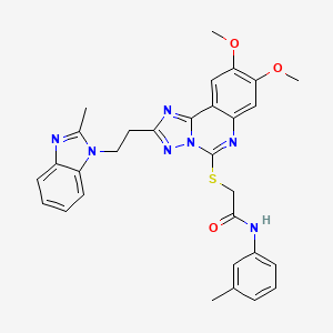 2-({8,9-dimethoxy-2-[2-(2-methyl-1H-benzimidazol-1-yl)ethyl][1,2,4]triazolo[1,5-c]quinazolin-5-yl}thio)-N-(3-methylphenyl)acetamide