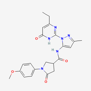 N-(1-(4-ethyl-6-oxo-1,6-dihydropyrimidin-2-yl)-3-methyl-1H-pyrazol-5-yl)-1-(4-methoxyphenyl)-5-oxopyrrolidine-3-carboxamide