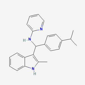 molecular formula C24H25N3 B2593082 N-[(2-methyl-1H-indol-3-yl)[4-(propan-2-yl)phenyl]methyl]pyridin-2-amine CAS No. 618404-82-3