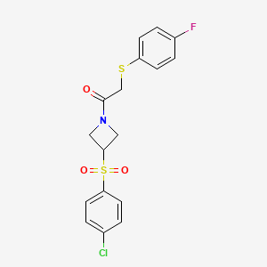 1-(3-((4-Chlorophenyl)sulfonyl)azetidin-1-yl)-2-((4-fluorophenyl)thio)ethanone