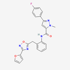 3-(4-fluorophenyl)-N-(2-((3-(furan-2-yl)-1,2,4-oxadiazol-5-yl)methyl)phenyl)-1-methyl-1H-pyrazole-5-carboxamide