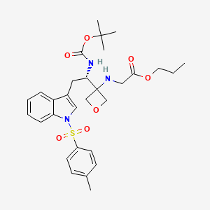 propyl (3-(1-((tert-butoxycarbonyl)amino)-2-(1-tosyl-1H-indol-3-yl)ethyl)oxetan-3-yl)glycinate