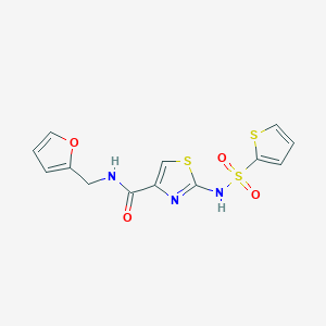 molecular formula C13H11N3O4S3 B2593121 N-(furan-2-ylmethyl)-2-(thiophene-2-sulfonamido)thiazole-4-carboxamide CAS No. 1021030-27-2