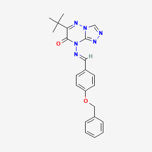 molecular formula C22H22N6O2 B2593122 (E)-8-((4-(benzyloxy)benzylidene)amino)-6-(tert-butyl)-[1,2,4]triazolo[4,3-b][1,2,4]triazin-7(8H)-one CAS No. 539813-19-9