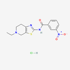 molecular formula C15H17ClN4O3S B2593135 N-(5-エチル-4,5,6,7-テトラヒドロチアゾロ[5,4-c]ピリジン-2-イル)-3-ニトロベンズアミド塩酸塩 CAS No. 1331174-46-9