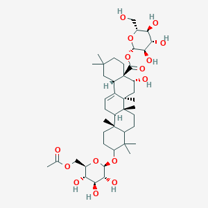 molecular formula C44H70O15 B2593143 [(2S,3R,4S,5S,6R)-3,4,5-Trihydroxy-6-(hydroxymethyl)oxan-2-yl] (4aR,5R,6aS,6bR,12aR,14bS)-10-[(2R,3R,4S,5S,6R)-6-(acetyloxymethyl)-3,4,5-trihydroxyoxan-2-yl]oxy-5-hydroxy-2,2,6a,6b,9,9,12a-heptamethyl-1,3,4,5,6,6a,7,8,8a,10,11,12,13,14b-tetradecahydropicene-4a-carboxylate CAS No. 1456513-95-3