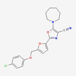 5-(Azepan-1-yl)-2-(5-((4-chlorophenoxy)methyl)furan-2-yl)oxazole-4-carbonitrile