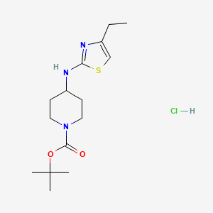 molecular formula C15H26ClN3O2S B2593154 Tert-butyl 4-[(4-ethyl-1,3-thiazol-2-yl)amino]piperidine-1-carboxylate;hydrochloride CAS No. 2138232-51-4