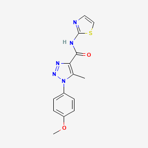 molecular formula C14H13N5O2S B2593155 1-(4-methoxyphenyl)-5-methyl-N-(1,3-thiazol-2-yl)-1H-1,2,3-triazole-4-carboxamide CAS No. 878734-72-6