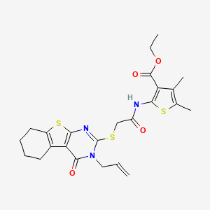 Ethyl 4,5-dimethyl-2-[[2-[(4-oxo-3-prop-2-enyl-5,6,7,8-tetrahydro-[1]benzothiolo[2,3-d]pyrimidin-2-yl)sulfanyl]acetyl]amino]thiophene-3-carboxylate