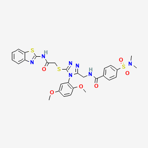 molecular formula C29H29N7O6S3 B2593162 N-[[5-[2-(1,3-benzothiazol-2-ylamino)-2-oxoethyl]sulfanyl-4-(2,5-dimethoxyphenyl)-1,2,4-triazol-3-yl]methyl]-4-(dimethylsulfamoyl)benzamide CAS No. 309968-36-3
