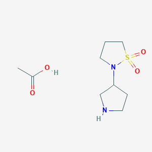 molecular formula C9H18N2O4S B2593164 Acetic acid;2-pyrrolidin-3-yl-1,2-thiazolidine 1,1-dioxide CAS No. 2155852-62-1