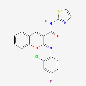 (2Z)-2-[(2-chloro-4-fluorophenyl)imino]-N-(1,3-thiazol-2-yl)-2H-chromene-3-carboxamide