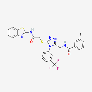 molecular formula C27H21F3N6O2S2 B2593172 N-((5-((2-(benzo[d]thiazol-2-ylamino)-2-oxoethyl)thio)-4-(3-(trifluoromethyl)phenyl)-4H-1,2,4-triazol-3-yl)methyl)-3-methylbenzamide CAS No. 391917-15-0