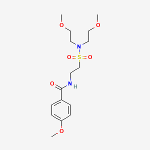 molecular formula C16H26N2O6S B2593175 N-(2-(N,N-bis(2-methoxyethyl)sulfamoyl)ethyl)-4-methoxybenzamide CAS No. 899739-26-5