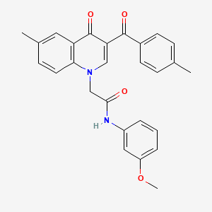 molecular formula C27H24N2O4 B2593177 N-(3-methoxyphenyl)-2-(6-methyl-3-(4-methylbenzoyl)-4-oxoquinolin-1(4H)-yl)acetamide CAS No. 898344-31-5