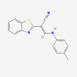 molecular formula C17H13N3S B2593179 (2E)-2-(1,3-benzothiazol-2-yl)-3-[(4-methylphenyl)amino]prop-2-enenitrile CAS No. 573929-79-0