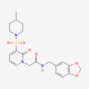 N-(benzo[d][1,3]dioxol-5-ylmethyl)-2-(3-((4-methylpiperidin-1-yl)sulfonyl)-2-oxopyridin-1(2H)-yl)acetamide