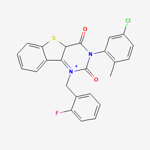 molecular formula C24H16ClFN2O2S B2593187 5-(5-Chloro-2-methylphenyl)-3-[(2-fluorophenyl)methyl]-8-thia-3,5-diazatricyclo[7.4.0.0^{2,7}]trideca-1(9),2(7),10,12-tetraene-4,6-dione CAS No. 902294-33-1