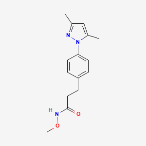 molecular formula C15H19N3O2 B2593188 3-(4-(3,5-dimethyl-1H-pyrazol-1-yl)phenyl)-N-methoxypropanamide CAS No. 2034544-12-0