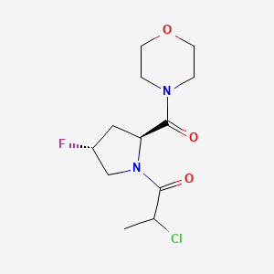 molecular formula C12H18ClFN2O3 B2593190 2-Chloro-1-[(2S,4R)-4-fluoro-2-(morpholine-4-carbonyl)pyrrolidin-1-yl]propan-1-one CAS No. 2411184-02-4