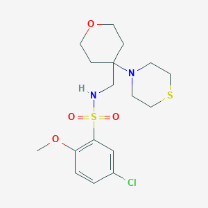 molecular formula C17H25ClN2O4S2 B2593196 5-Chloro-2-methoxy-N-[(4-thiomorpholin-4-yloxan-4-yl)methyl]benzenesulfonamide CAS No. 2415523-73-6