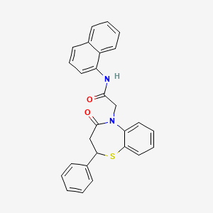 molecular formula C27H22N2O2S B2593206 N-(naphthalen-1-yl)-2-(4-oxo-2-phenyl-3,4-dihydrobenzo[b][1,4]thiazepin-5(2H)-yl)acetamide CAS No. 924738-11-4