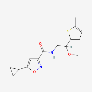 molecular formula C15H18N2O3S B2593207 5-cyclopropyl-N-(2-methoxy-2-(5-methylthiophen-2-yl)ethyl)isoxazole-3-carboxamide CAS No. 1797159-60-4