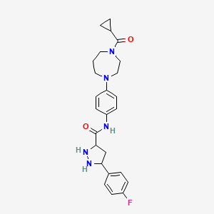 molecular formula C25H26FN5O2 B2593211 N-[4-(4-cyclopropanecarbonyl-1,4-diazepan-1-yl)phenyl]-3-(4-fluorophenyl)-1H-pyrazole-5-carboxamide CAS No. 1319122-11-6