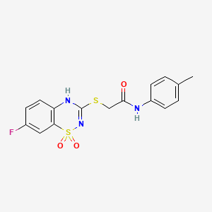 molecular formula C16H14FN3O3S2 B2593215 2-((7-氟-1,1-二氧化-4H-苯并[e][1,2,4]噻二嗪-3-基)硫代)-N-(对甲苯基)乙酰胺 CAS No. 886952-96-1