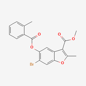 molecular formula C19H15BrO5 B2593218 Methyl-6-Brom-2-methyl-5-((2-methylbenzoyl)oxy)benzofuran-3-carboxylat CAS No. 308295-57-0