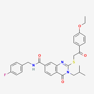 molecular formula C30H30FN3O4S B2593231 2-{[2-(4-ethoxyphenyl)-2-oxoethyl]thio}-N-(4-fluorobenzyl)-3-isobutyl-4-oxo-3,4-dihydroquinazoline-7-carboxamide CAS No. 1113142-09-8