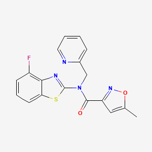 molecular formula C18H13FN4O2S B2593238 N-(4-fluorobenzo[d]thiazol-2-yl)-5-methyl-N-(pyridin-2-ylmethyl)isoxazole-3-carboxamide CAS No. 946274-63-1