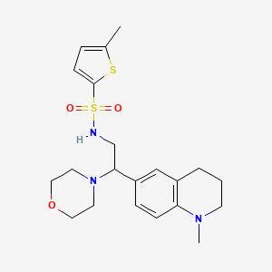 molecular formula C21H29N3O3S2 B2593240 5-甲基-N-(2-(1-甲基-1,2,3,4-四氢喹啉-6-基)-2-吗啉乙基)噻吩-2-磺酰胺 CAS No. 946241-26-5