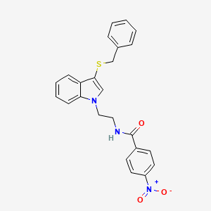 molecular formula C24H21N3O3S B2593241 N-(2-(3-(苄基硫代)-1H-吲哚-1-基)乙基)-4-硝基苯甲酰胺 CAS No. 532973-37-8
