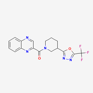 molecular formula C17H14F3N5O2 B2593248 Quinoxalin-2-yl(3-(5-(trifluoromethyl)-1,3,4-oxadiazol-2-yl)piperidin-1-yl)methanone CAS No. 1396861-18-9