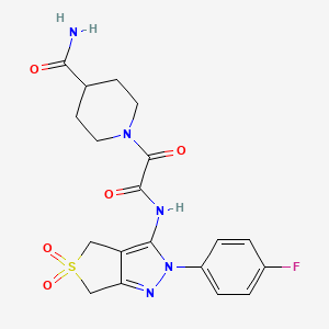 1-(2-((2-(4-fluorophenyl)-5,5-dioxido-4,6-dihydro-2H-thieno[3,4-c]pyrazol-3-yl)amino)-2-oxoacetyl)piperidine-4-carboxamide