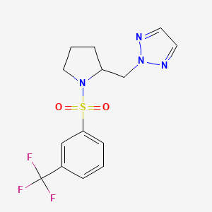 molecular formula C14H15F3N4O2S B2593252 2-({1-[3-(trifluoromethyl)benzenesulfonyl]pyrrolidin-2-yl}methyl)-2H-1,2,3-triazole CAS No. 2097911-95-8
