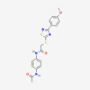 molecular formula C19H18N4O3S2 B2593258 N-(4-acetamidophenyl)-2-((3-(4-methoxyphenyl)-1,2,4-thiadiazol-5-yl)thio)acetamide CAS No. 864922-55-4
