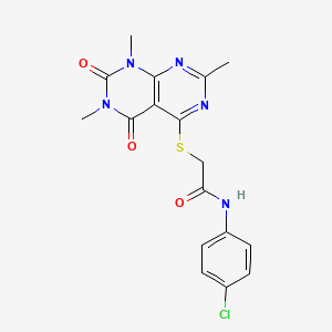 molecular formula C17H16ClN5O3S B2593259 N-(4-氯苯基)-2-(1,3,7-三甲基-2,4-二氧代嘧啶并[4,5-d]嘧啶-5-基)磺酰基乙酰胺 CAS No. 852168-13-9