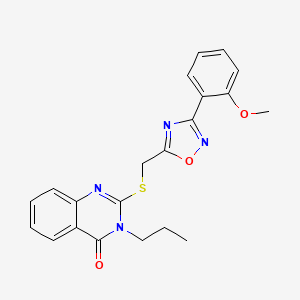 molecular formula C21H20N4O3S B2593274 2-[[3-(2-Metoxifenil)-1,2,4-oxadiazol-5-il]metilsulfanil]-3-propilquinazolin-4-ona CAS No. 2319878-52-7