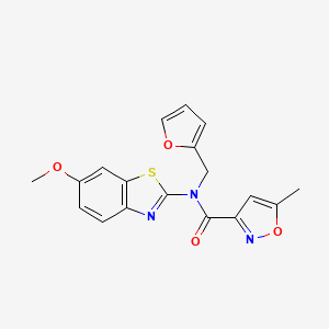 molecular formula C18H15N3O4S B2593275 N-(furan-2-ylmethyl)-N-(6-methoxybenzo[d]thiazol-2-yl)-5-methylisoxazole-3-carboxamide CAS No. 946357-34-2