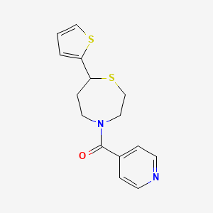 molecular formula C15H16N2OS2 B2593281 Pyridin-4-yl(7-(thiophen-2-yl)-1,4-thiazepan-4-yl)methanone CAS No. 1705101-72-9