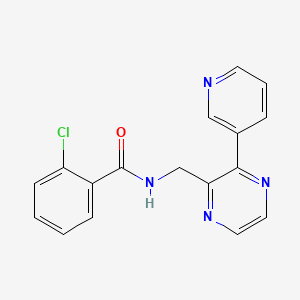 2-chloro-N-{[3-(pyridin-3-yl)pyrazin-2-yl]methyl}benzamide