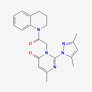 molecular formula C21H23N5O2 B2593308 3-[2-(3,4-二氢-2H-喹啉-1-基)-2-氧代乙基]-2-(3,5-二甲基吡唑-1-基)-6-甲基嘧啶-4-酮 CAS No. 1001797-89-2
