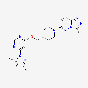 molecular formula C21H25N9O B2593311 6-[4-[[6-(3,5-Dimethylpyrazol-1-yl)pyrimidin-4-yl]oxymethyl]piperidin-1-yl]-3-methyl-[1,2,4]triazolo[4,3-b]pyridazine CAS No. 2380060-48-8