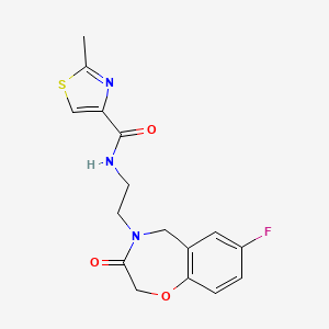 molecular formula C16H16FN3O3S B2593323 N-(2-(7-fluoro-3-oxo-2,3-dihidrobenzo[f][1,4]oxazepin-4(5H)-il)etil)-2-metiltiazol-4-carboxamida CAS No. 1904412-79-8