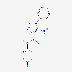 molecular formula C15H12FN5O B2593325 5-amino-N-(4-fluorophenyl)-1-phenyl-1H-1,2,3-triazole-4-carboxamide CAS No. 443110-39-2