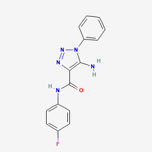 molecular formula C15H12FN5O B2593325 5-氨基-N-(4-氟苯基)-1-苯基-1H-1,2,3-三唑-4-甲酰胺 CAS No. 443110-39-2